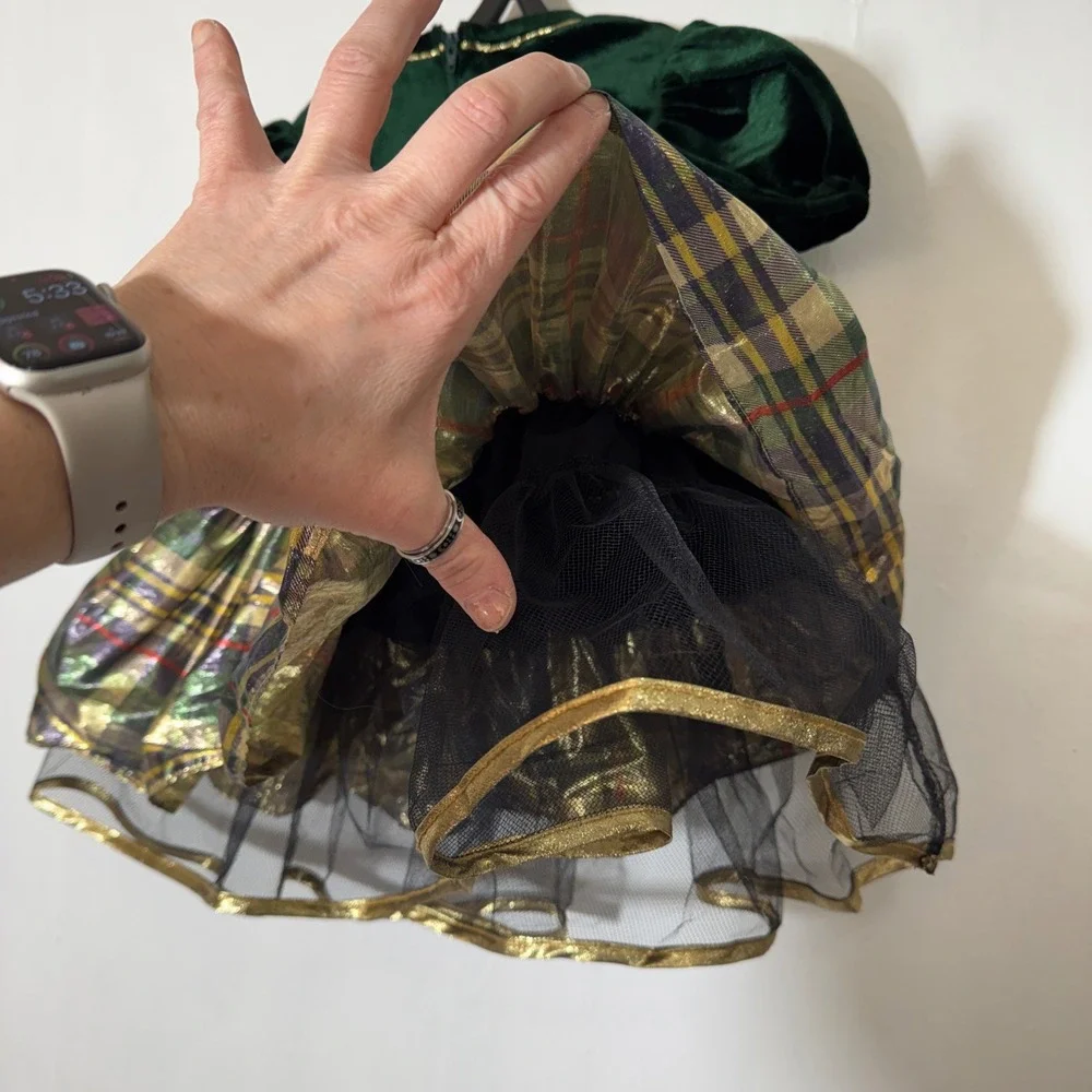 Vintage Jessica Ann Green Velvet Plaid Tulle Dress Size 2T Holiday‎ Christmas